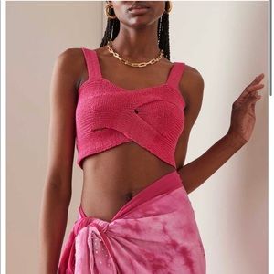 Cult Gaia Brieann Knit Cotton-Blend Bra Top